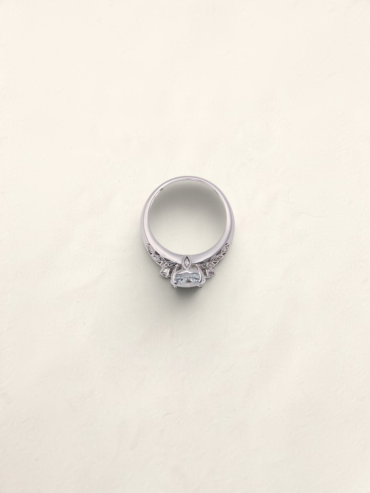 14K White Gold Aquamarine and Diamond Ring