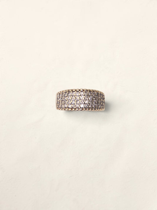 14K Yellow Gold Thick Diamond Cluster Ring