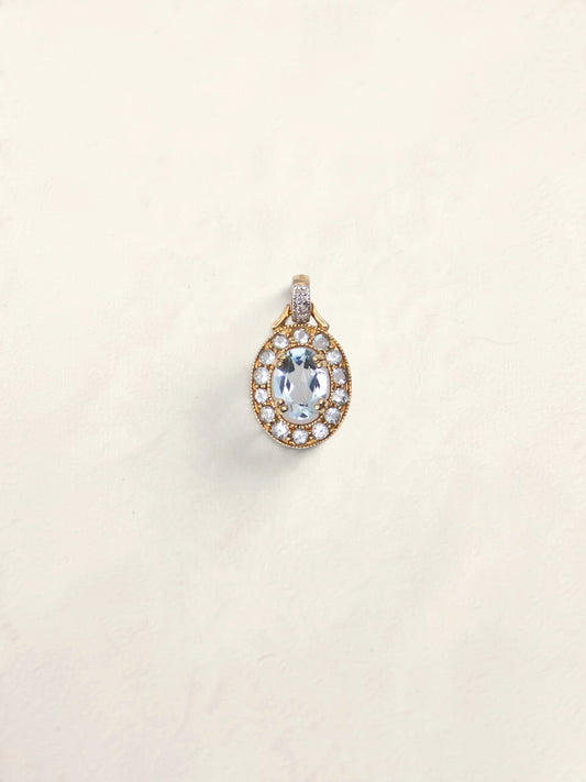 14K Yellow Gold Aquamarine and Diamond Pendant