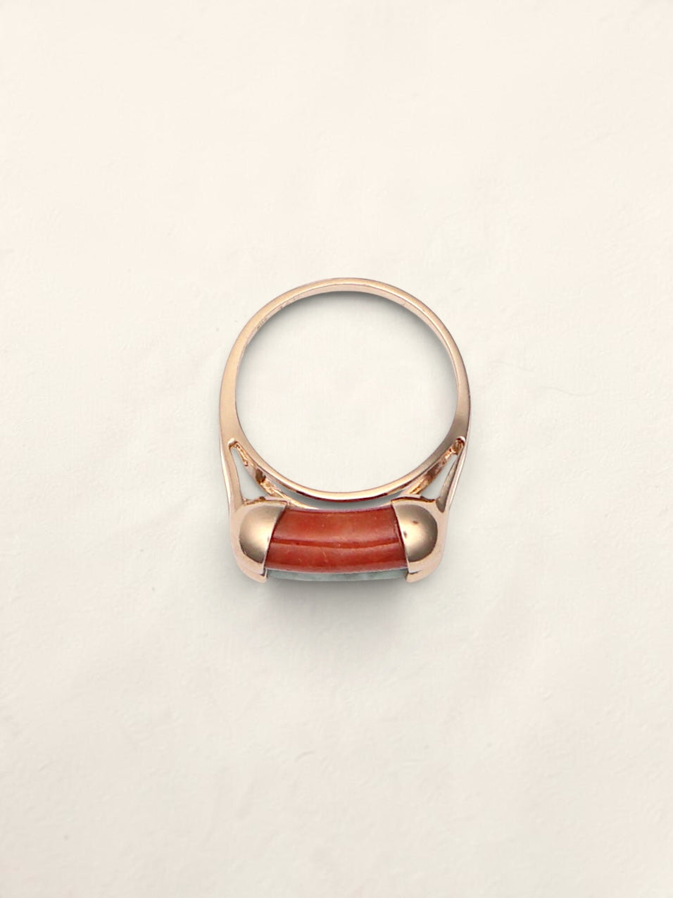 14k Green & Red Jade Ring