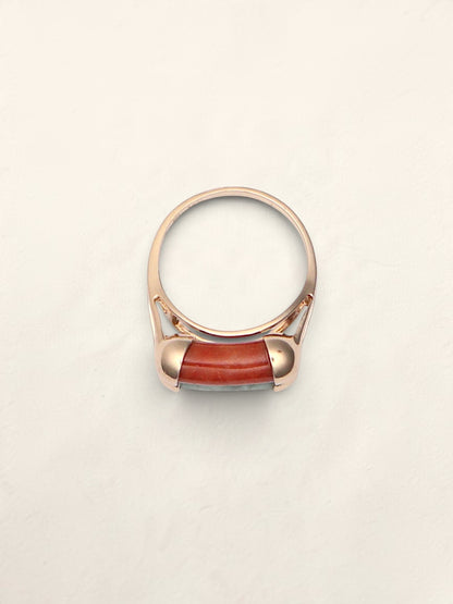 14k Green & Red Jade Ring
