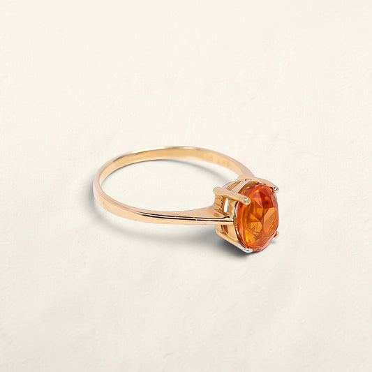 14K Yellow Gold Orange Tourmaline Solitaire Ring