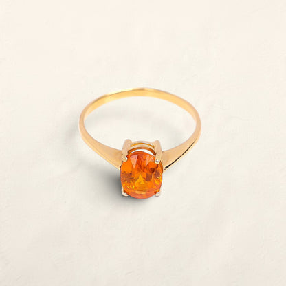 14K Yellow Gold Orange Tourmaline Solitaire Ring