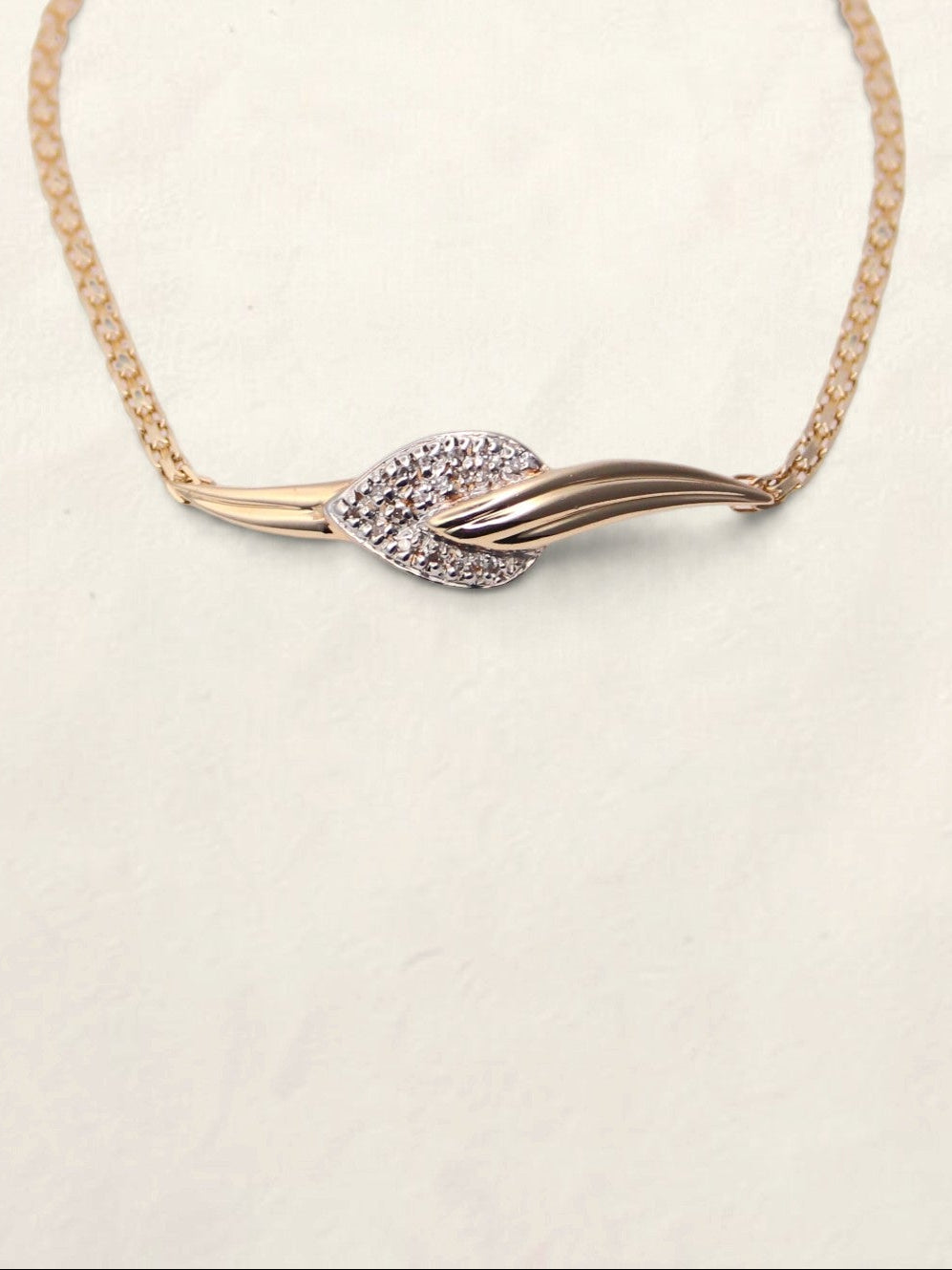14K Yellow Gold Flat Link Diamond Bracelet
