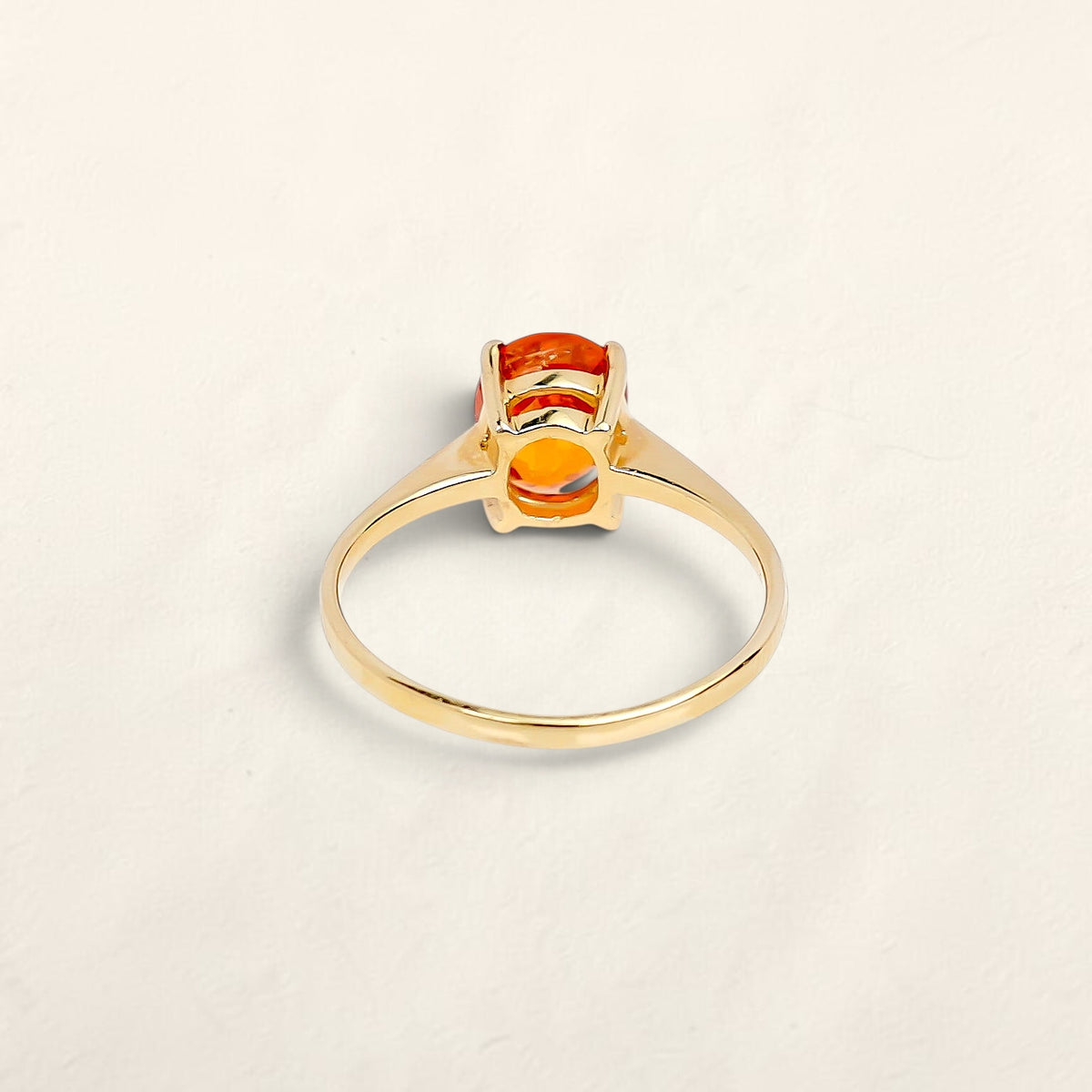 14K Yellow Gold Orange Tourmaline Solitaire Ring