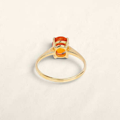 14K Yellow Gold Orange Tourmaline Solitaire Ring