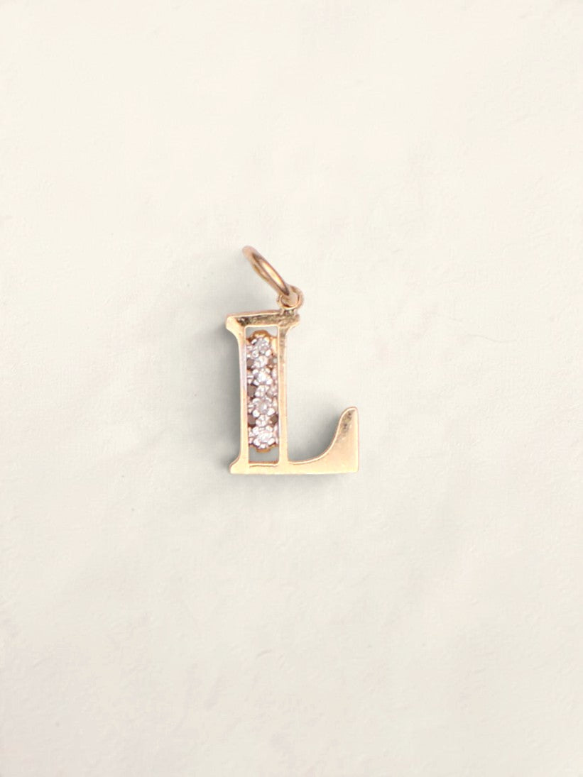14k Letter "L" Diamond Pendant