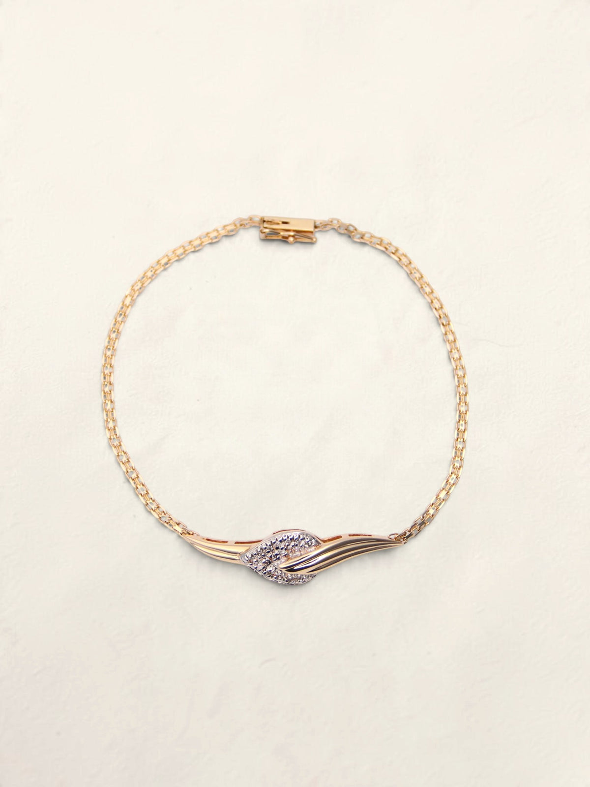 14K Yellow Gold Flat Link Diamond Bracelet