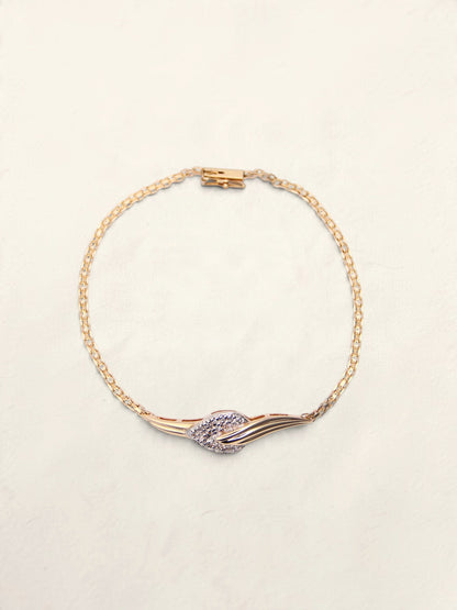 14K Yellow Gold Flat Link Diamond Bracelet