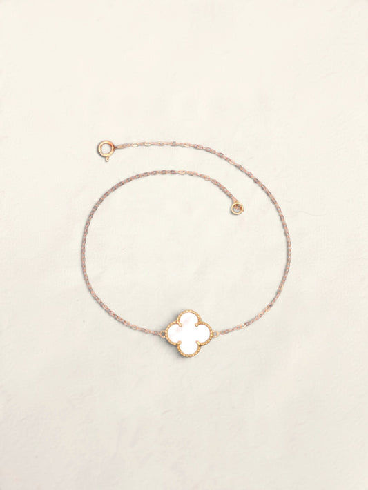 18k Gold White Clover Bracelet