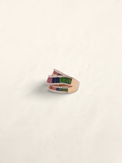 14K Yellow Gold EFFY Rainbow Sapphire Ring