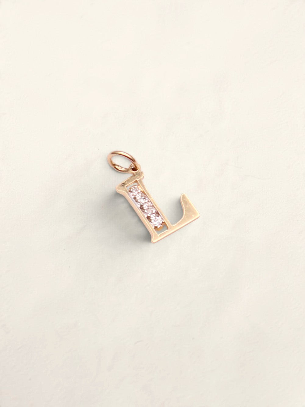 14k Letter "L" Diamond Pendant