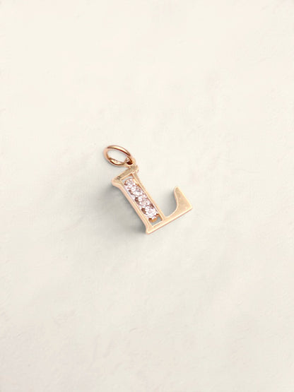 14k Letter "L" Diamond Pendant