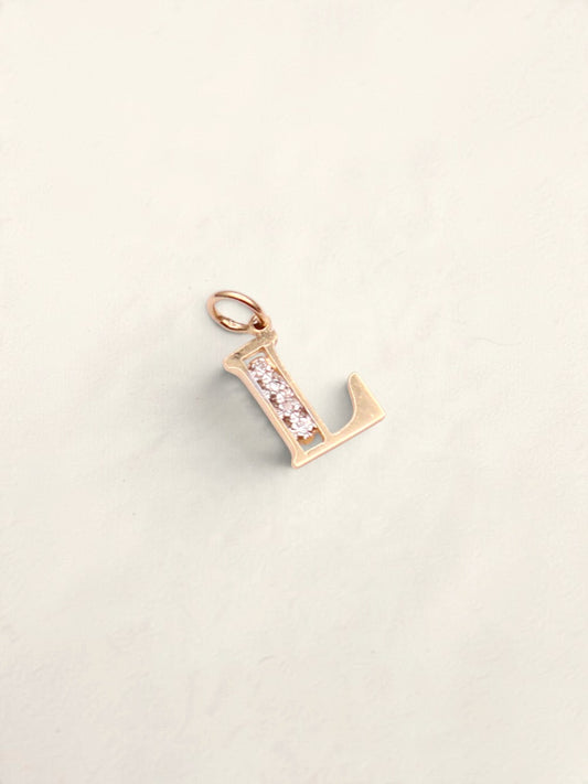 14k Letter "L" Diamond Pendant