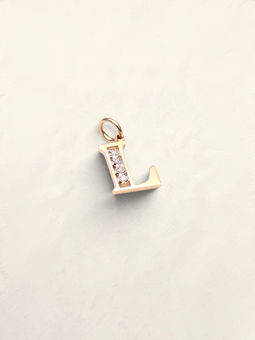 14k Letter "L" Diamond Pendant