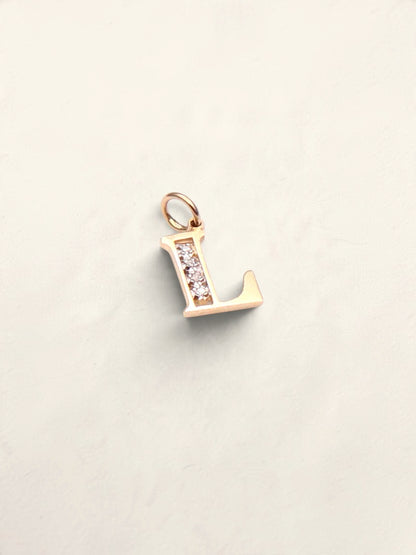 14k Letter "L" Diamond Pendant