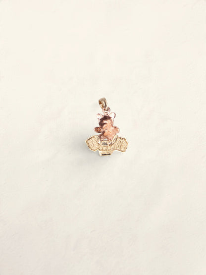 14k Two Tone Teddy Bear Pendant