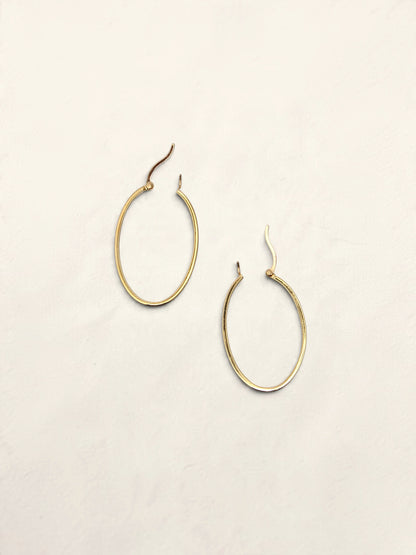 18K Yellow Gold Oval Hoops