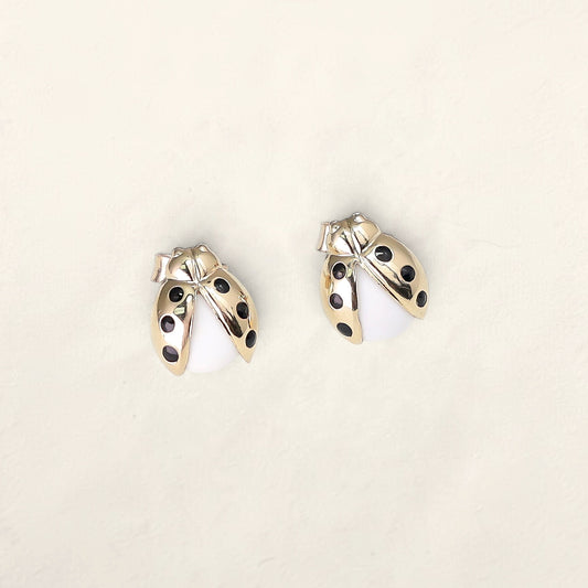 14K Yellow Gold Ladybug Stud Earrings