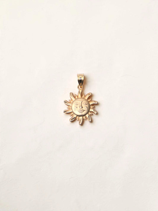 14K Yellow Gold Sun Face Pendant