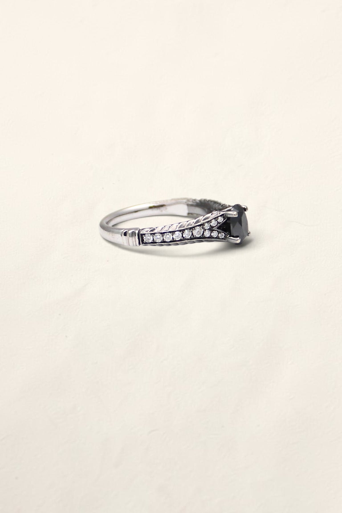 14K Black Diamond Engagement Ring