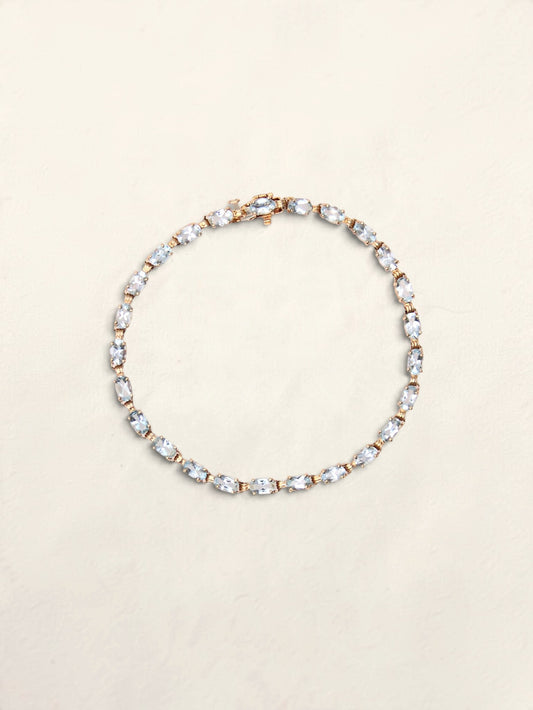 14K Yellow Gold Aquamarine Tennis Bracelet
