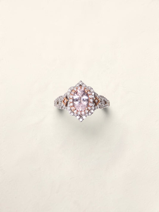 14k Two Tone Enchanted Disney Aurora Morganite and Diamond Ring