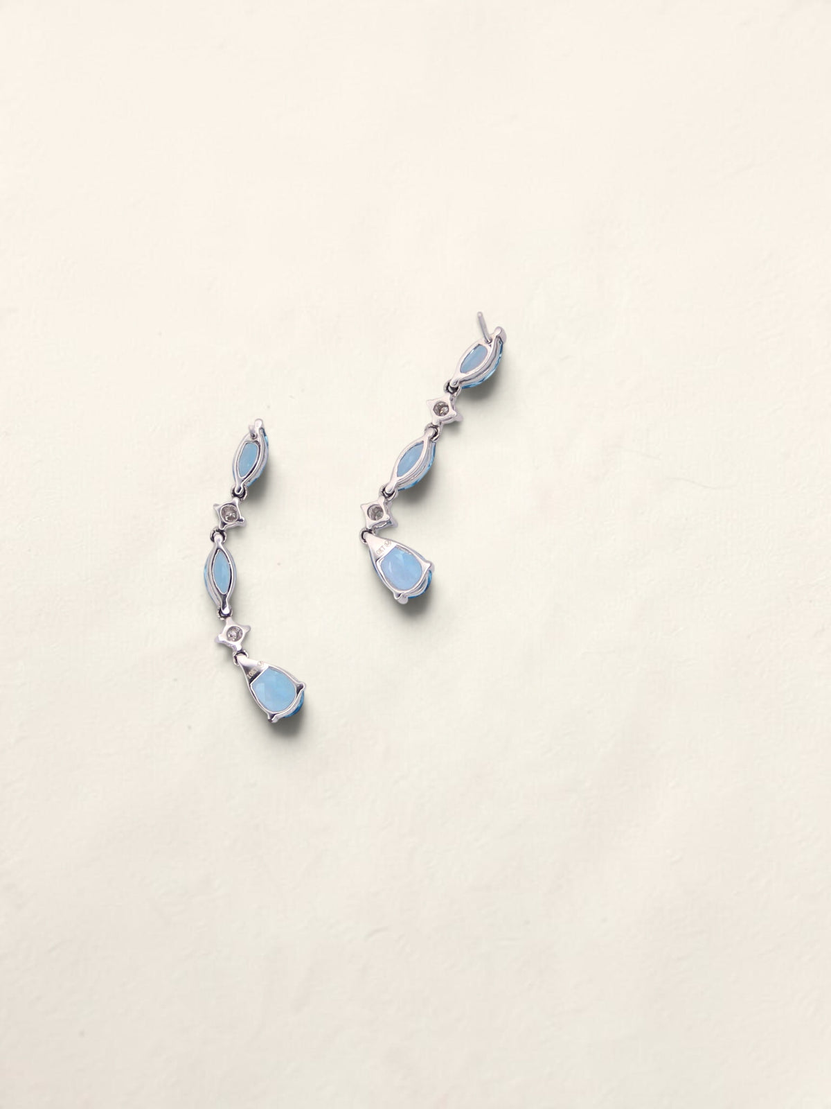 10K White Gold Blue Topaz and Diamond Earrings
