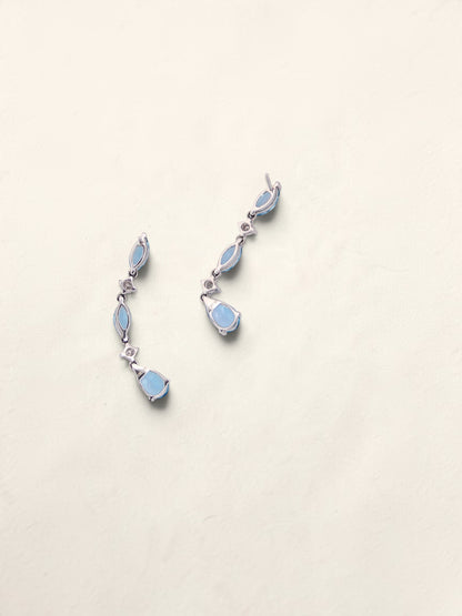 10K White Gold Blue Topaz and Diamond Earrings