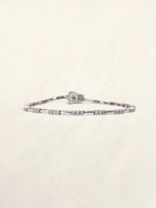10K White Gold Diamond Link Bracelet