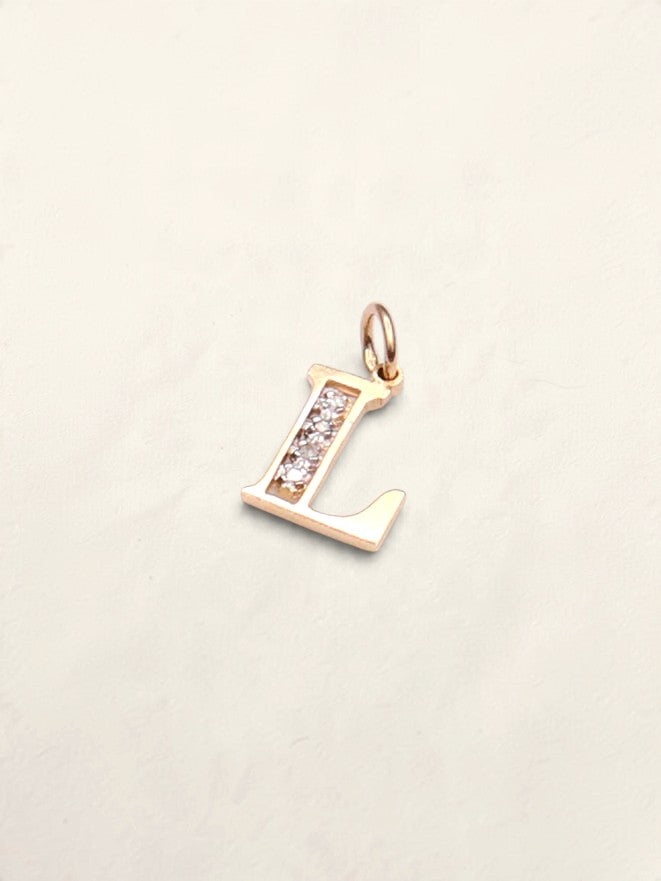 14k Letter "L" Diamond Pendant