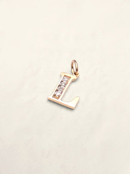 14k Letter "L" Diamond Pendant