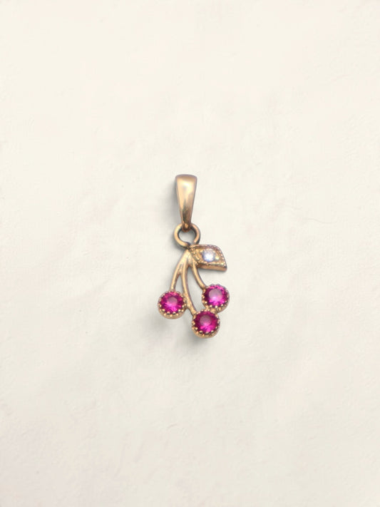 14k Gold Cherry Pendant