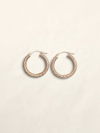14k Gold Mesh Hoop Earrings
