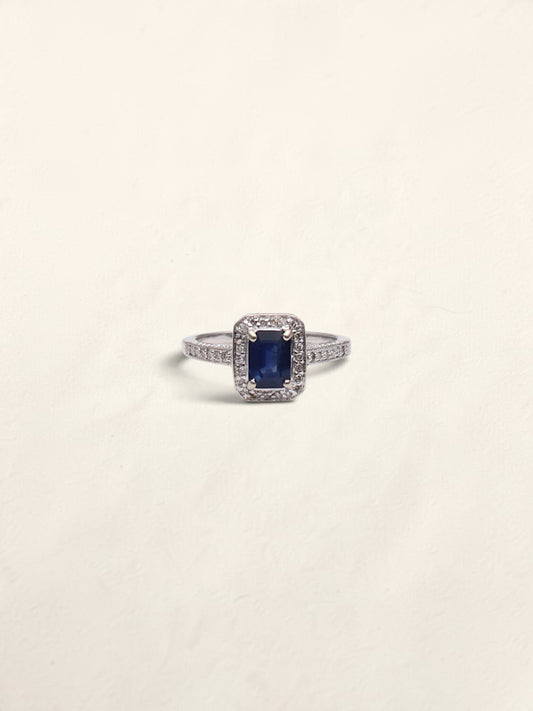 14k White Gold Sapphire & Diamond Ring