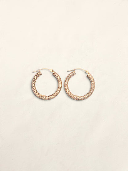 14k Gold Mesh Hoop Earrings