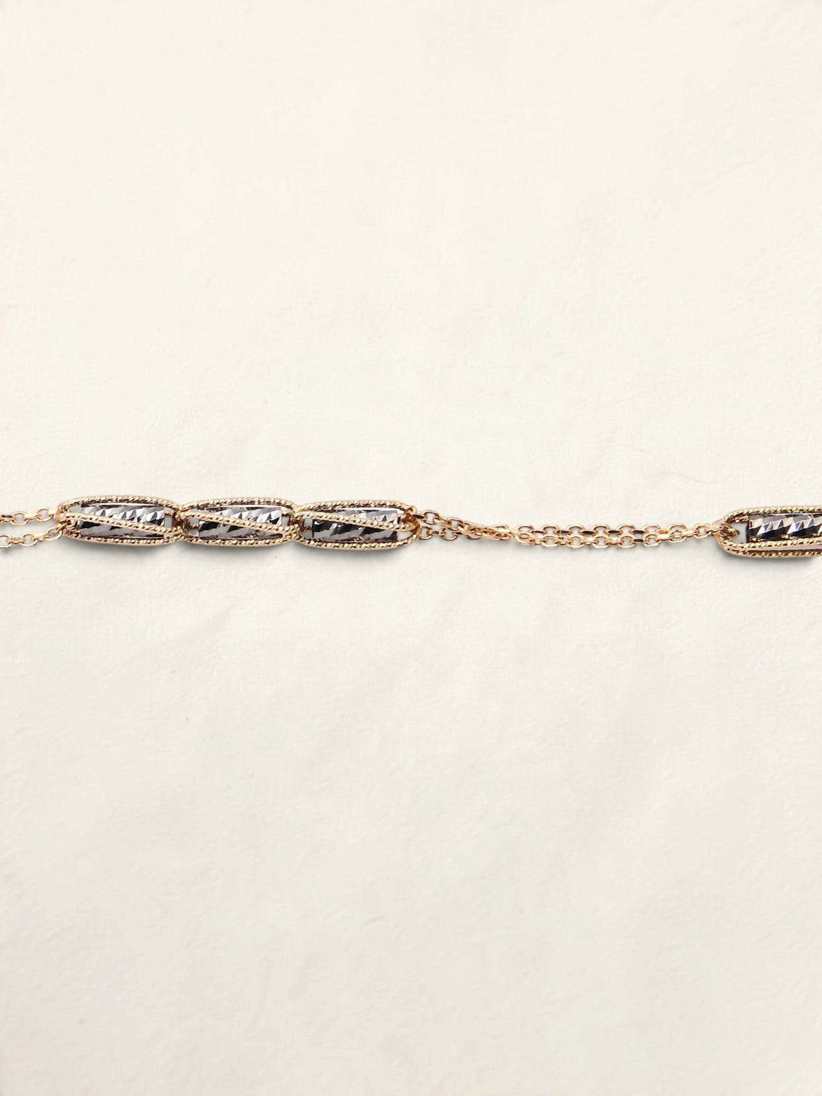 14K Two-Tone Double Chain Station Bracelet
