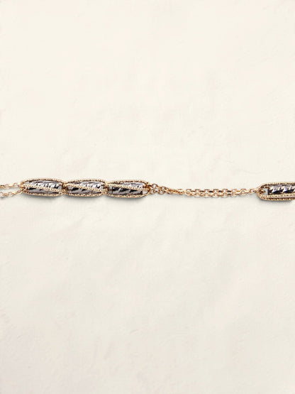 14K Two-Tone Double Chain Station Bracelet