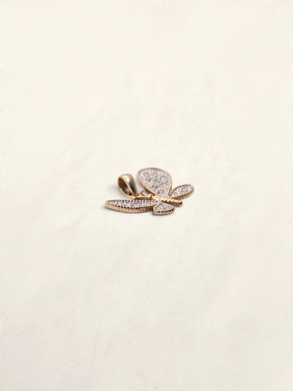 10K Two-Tone Diamond Butterfly Pendant
