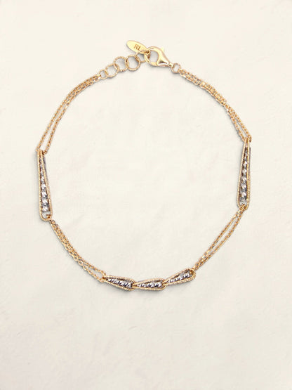 14K Two-Tone Double Chain Station Bracelet