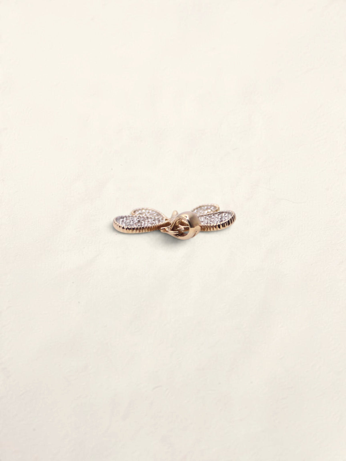 10K Two-Tone Diamond Butterfly Pendant