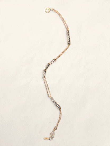 14K Two-Tone Double Chain Station Bracelet