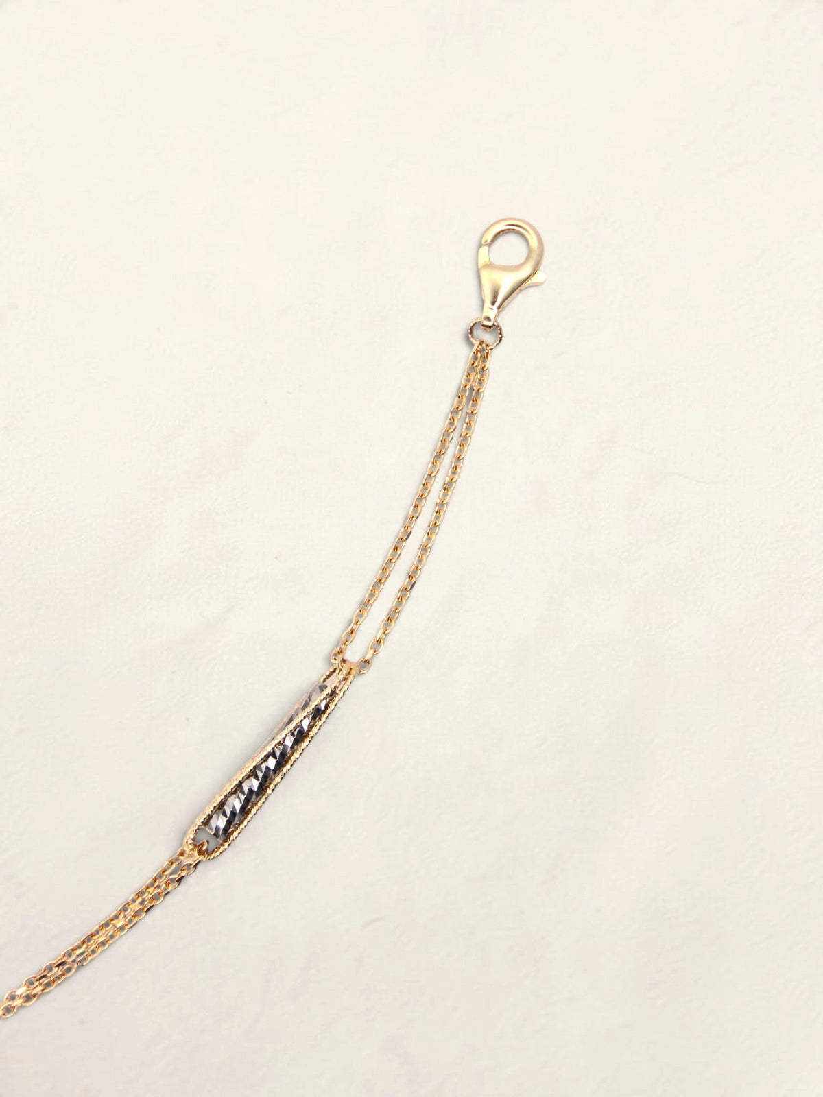 14K Two-Tone Double Chain Station Bracelet