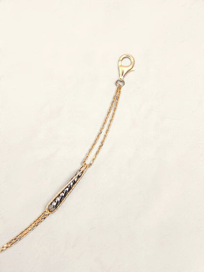14K Two-Tone Double Chain Station Bracelet