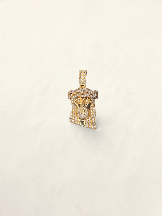 14K Yellow Gold Diamond Jesus Pendant