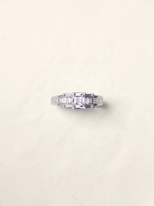 14K White Gold Emerald Cut Diamond Ring