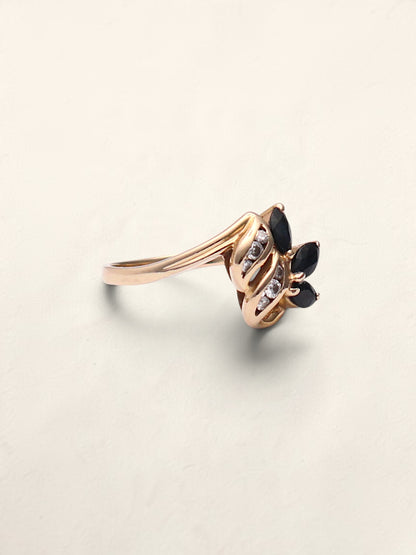 14k Diamond Onyx Ring