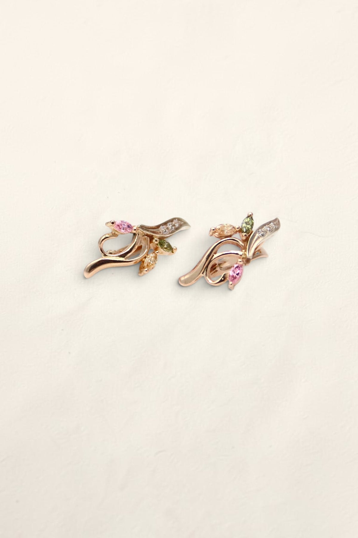 14K Rose Gold Multicolored Glass Earrings