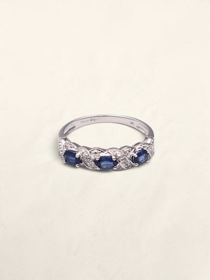 14k White Gold Sapphire & Diamond Band