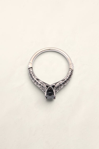 14K Black Diamond Engagement Ring